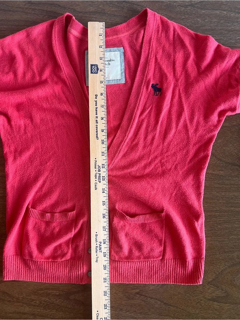 VTG Abercrombie & Fitch Cardigan M Fuschia Moose Button Front Pockets Preppy Y2K